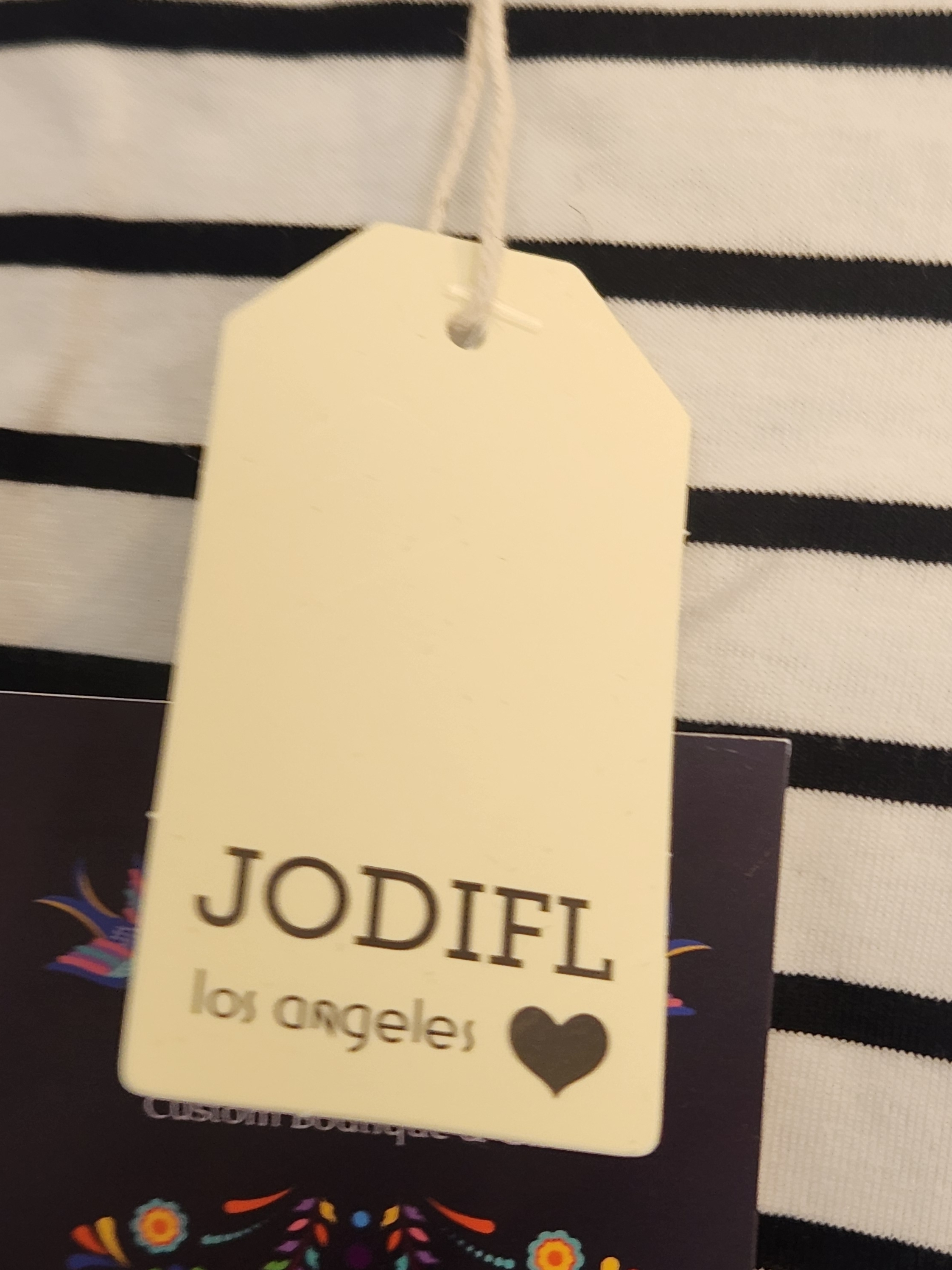 Jodifl White And Black Striped Ruffle Sleeve Top L Bnwt — image 3 of 4